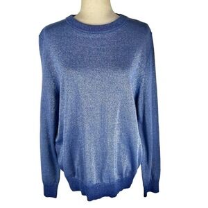 JEFF SHIMMER RIBBED CREWNECK SWEATER IN BLUE NWOT WOMEN'S SIZE XL‎
